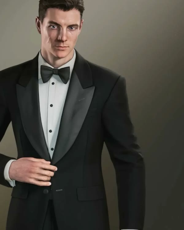 James Bond in the Classic Tuxedo, a black peak-lapel tuxedo, in 007 First Light.