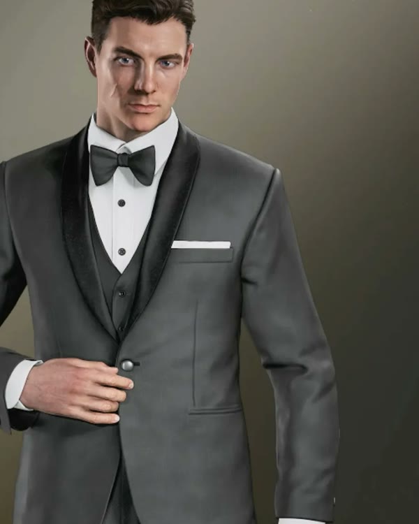 James Bond in the First Class outfit, a cream dinner jacket, in 007 First Light.