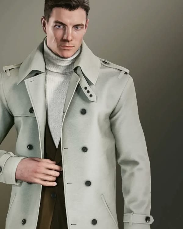James Bond in the Observant Spy outfit, a white trench coat, in 007 First Light.