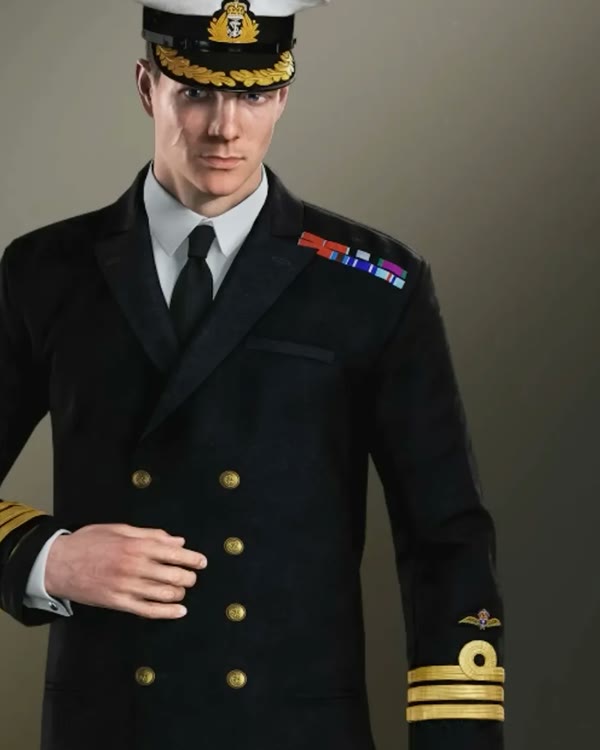 James Bond in the Silent Anchor naval officer uniform with a captain's cap in 007 First Light.